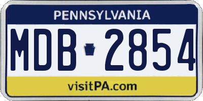 PA license plate MDB2854