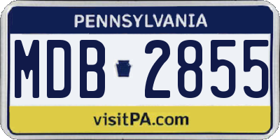 PA license plate MDB2855