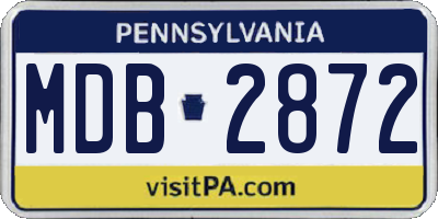 PA license plate MDB2872
