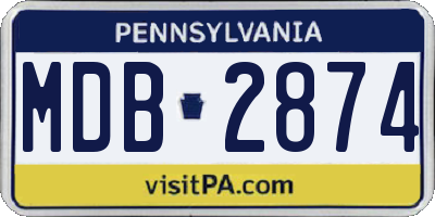 PA license plate MDB2874