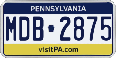 PA license plate MDB2875