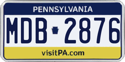 PA license plate MDB2876
