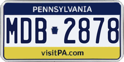 PA license plate MDB2878