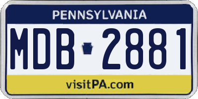 PA license plate MDB2881