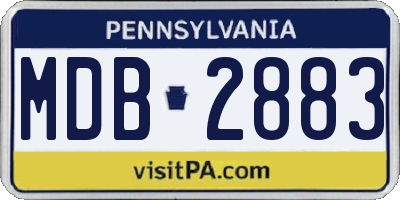 PA license plate MDB2883