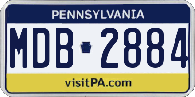 PA license plate MDB2884