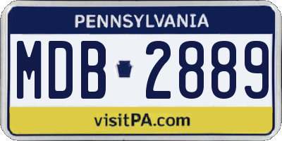 PA license plate MDB2889