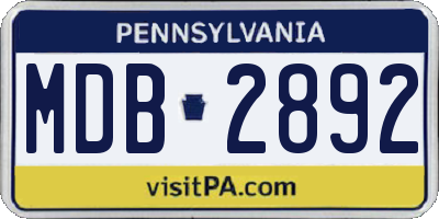 PA license plate MDB2892