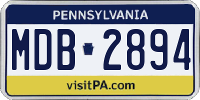 PA license plate MDB2894