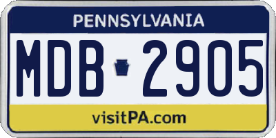 PA license plate MDB2905