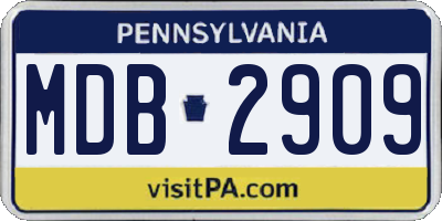 PA license plate MDB2909