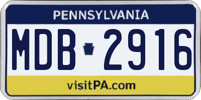 PA license plate MDB2916