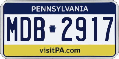 PA license plate MDB2917