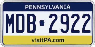 PA license plate MDB2922