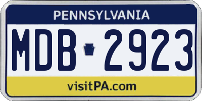 PA license plate MDB2923