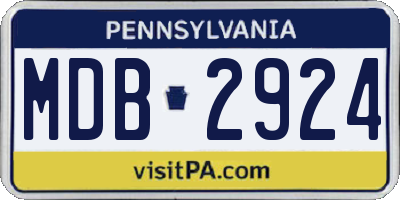 PA license plate MDB2924