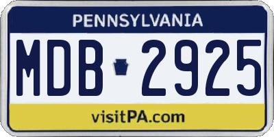 PA license plate MDB2925