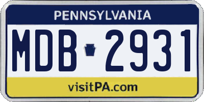 PA license plate MDB2931