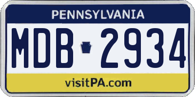 PA license plate MDB2934