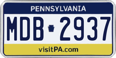 PA license plate MDB2937