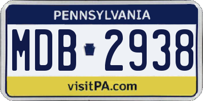 PA license plate MDB2938