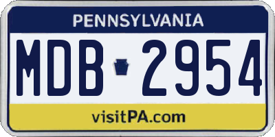 PA license plate MDB2954