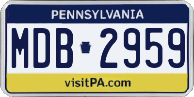 PA license plate MDB2959