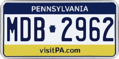 PA license plate MDB2962