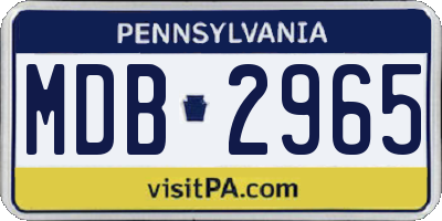 PA license plate MDB2965