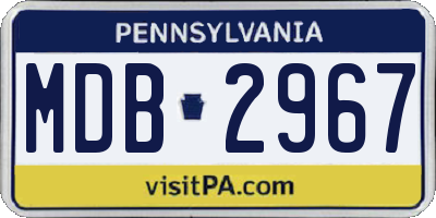 PA license plate MDB2967