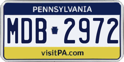PA license plate MDB2972