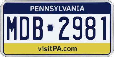 PA license plate MDB2981