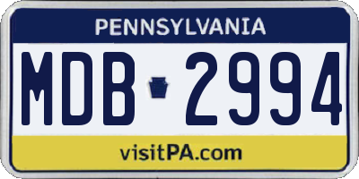 PA license plate MDB2994