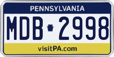 PA license plate MDB2998