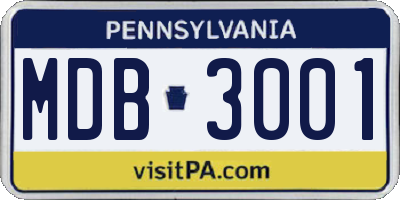 PA license plate MDB3001