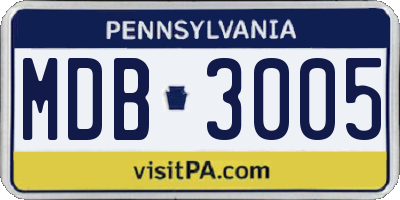PA license plate MDB3005