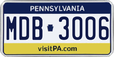 PA license plate MDB3006