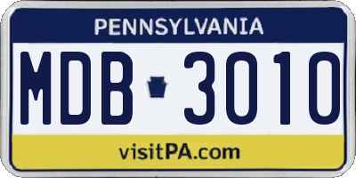 PA license plate MDB3010