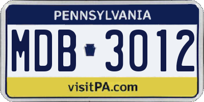 PA license plate MDB3012