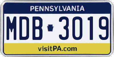 PA license plate MDB3019