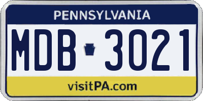 PA license plate MDB3021