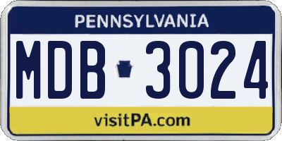 PA license plate MDB3024
