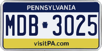 PA license plate MDB3025