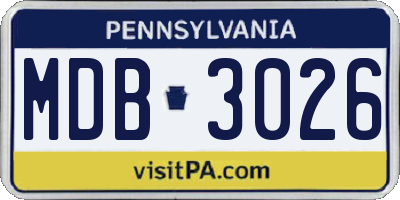 PA license plate MDB3026