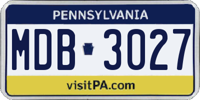 PA license plate MDB3027
