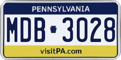 PA license plate MDB3028