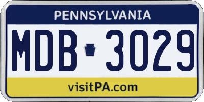 PA license plate MDB3029