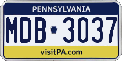 PA license plate MDB3037