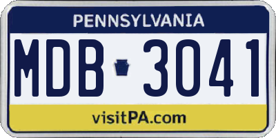PA license plate MDB3041