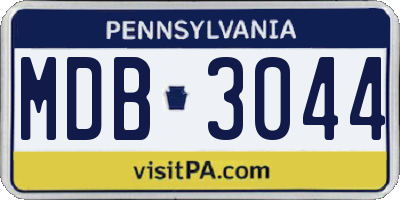 PA license plate MDB3044